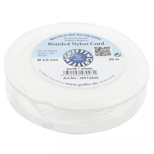 Filo di giada - Filo di nylon intrecciato europeo Griffin 2 mm - Bianco x20m