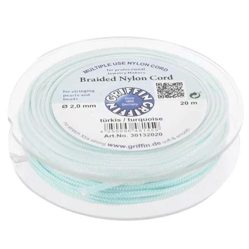 Filo di giada - Filo di nylon intrecciato europeo Griffin 2 mm - Turchese x20m