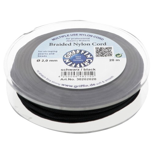 Filo di giada - Filo di nylon intrecciato europeo Griffin 2 mm - Nero x20m