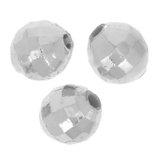 Perle sfaccettate rotonde - sfere sfaccettate in acrilico da 6 mm - Argentato x20
