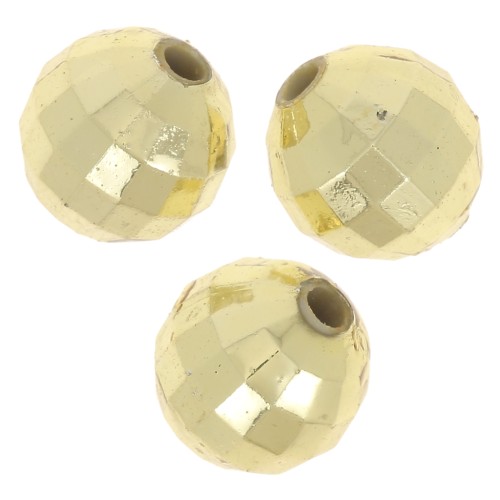 Perle sfaccettate rotonde - sfere sfaccettate in acrilico da 8 mm - Dorato x15