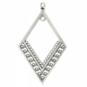 Separatore losange 62x36 mm Placcatura argento antico x1