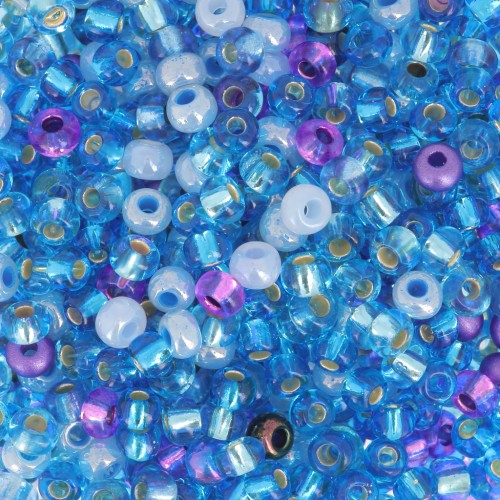 Preciosa Perle di semi 8/0 3 mm - Mix Blu - Viola x20g