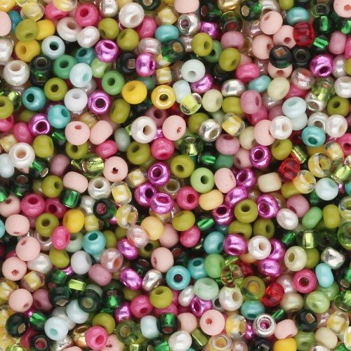 Perla Preciosa 11/0 2 mm - Mix verde - giallo - rosa x 20 g
