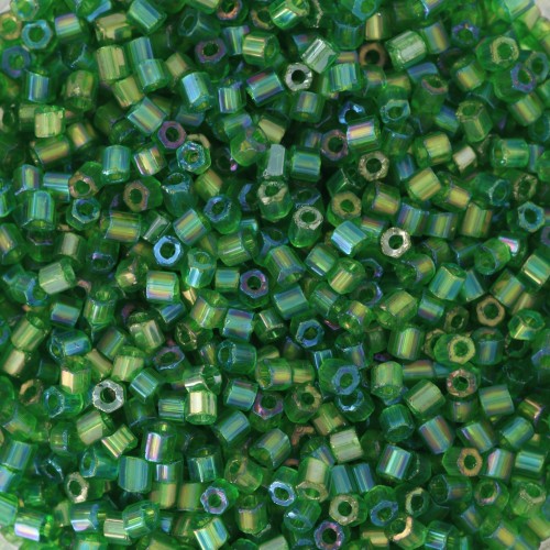 Perla Preciosa Two Cuts 11/0 2 mm - Verde trasparente arcobaleno x 20 g