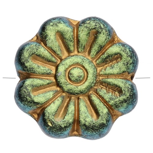 Perle di vetro da 18 mm - Jet Gold x4