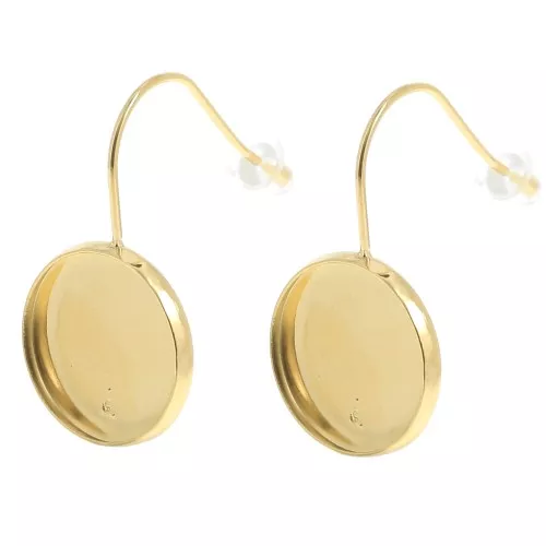 Ganci per cabochon a dorso piatto 14 mm Acciaio inossidabile 304L Dorato x2