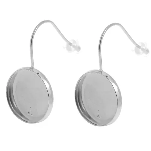 Ganci per cabochon da 14 mm a dorso piatto - Acciaio inossidabile 304L x2