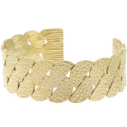Bracciale largo regolabile con design martellato 20x155 mm - Acciaio inossidabile 304L Dorato x1
