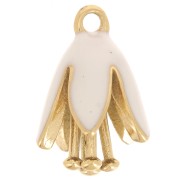 Ciondolo a fiore in resina epossidica 12x8 mm - Acciaio inossidabile 304L Dorato - Bianco x1|raw }}