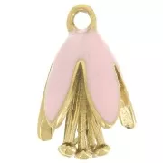 Ciondolo a fiore in resina epossidica 12x8 mm - Acciaio inossidabile 304L Dorato - Rosa chiaro