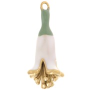 Pendente a fiore in resina epossidica 23x11 mm - Acciaio inossidabile 304L Dorato - Bianco x1|raw }}