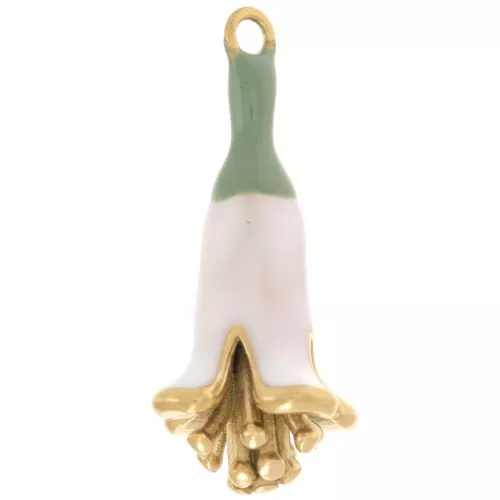 Pendente a fiore in resina epossidica 23x11 mm - Acciaio inossidabile 304L Dorato - Bianco x1
