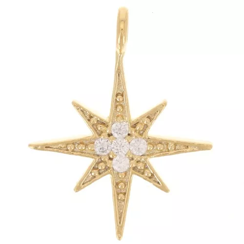Ciondolo stella ossido di zirconio 14,5x11 mm - Dorato in oro fino - Cristallo x1