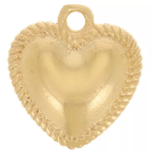 Ciondolo a cuore curvo 12x11 mm effetto ritorto - Dorato con oro fino x1