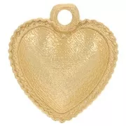 Ciondolo a cuore curvo 12x11 mm effetto ritorto - Dorato con oro fino x1