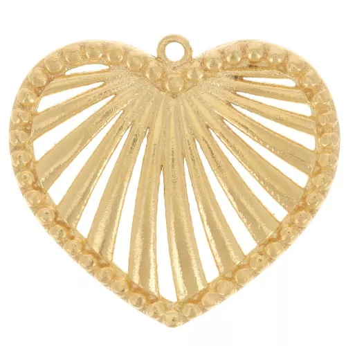 Ciondolo a cuore traforato 19x21 mm - Dorato con oro fino x1