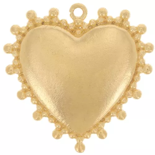 Ciondolo a cuore 19x18,5 mm con piccole perle - Dorato con oro fino x1
