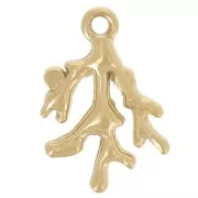 Ciondolo in corallo 13x9 mm con strass - Acciaio inossidabile 304 Dorato x1