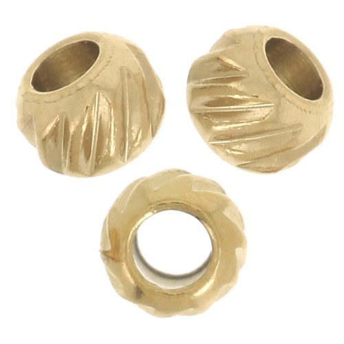 Perle rotonde appiattite 3 mm - Acciaio inossidabile 316L Dorato x8