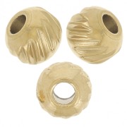 Perle rotonde appiattite 4 mm - Acciaio inossidabile 316L Dorato x6