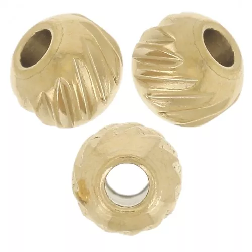 Perle rotonde appiattite 4 mm - Acciaio inossidabile 316L Dorato x6