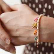 Ciondolo cavalluccio marino 12x6 mm con resina epossidica - Acciaio inossidabile 304L Dorato - Rosa chiaro