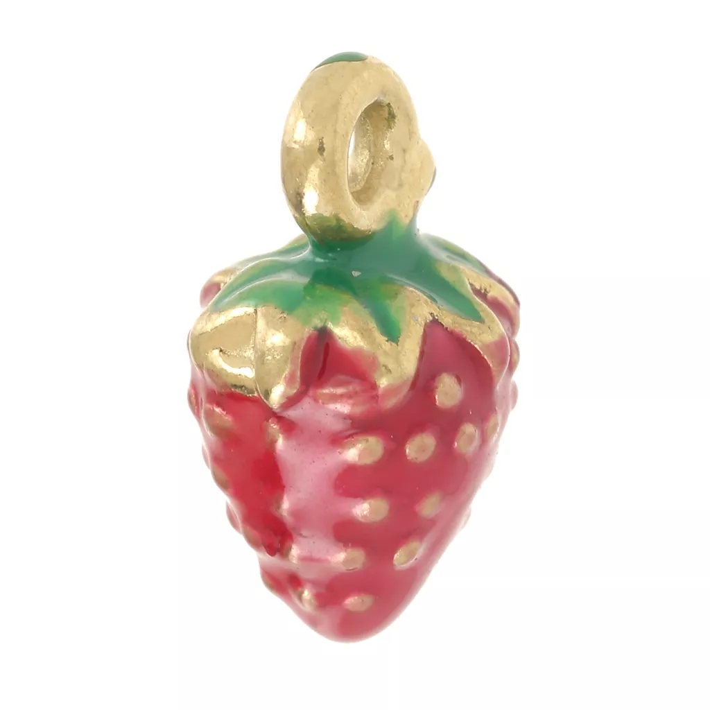 Ciondolo Ciliegie In Acrilico Rosso Scuro E Verde Chiaro Con Catena Verde, Lunghezza 44 Cm, Gioiello Fruttato Con Cristalli - 2