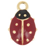 Ciondolo Coccinella 15x10mm in resina epossidica - Acciaio inossidabile 304L Dorato - Rosso x1