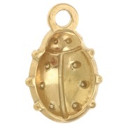 Ciondolo Coccinella 15x10mm in resina epossidica - Acciaio inossidabile 304L Dorato - Rosso x1