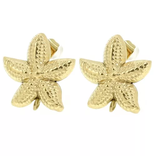 Orecchini a stella marina 18x16,5 mm - Acciaio inossidabile 304L Dorato x2