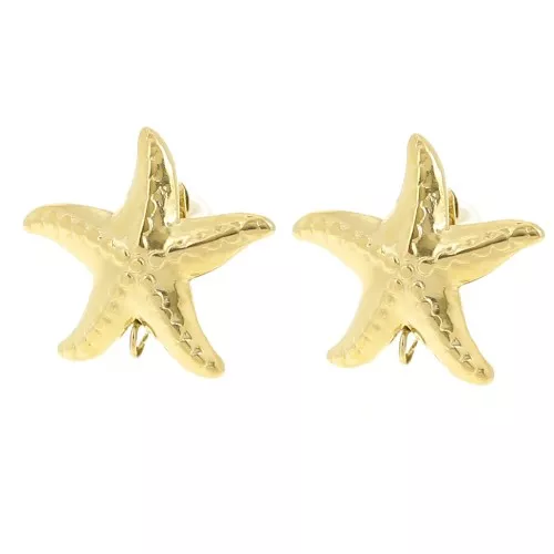 Orecchini a stella marina 18x21 mm - Acciaio inossidabile Dorato 304L x2