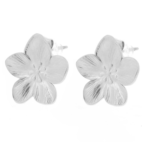 Orecchini a perno con fiori di ciliegio 13 mm - Acciaio inossidabile 304L x2