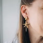 Orecchini a stella marina 20 mm martellati - Acciaio inossidabile 304L Dorato x2