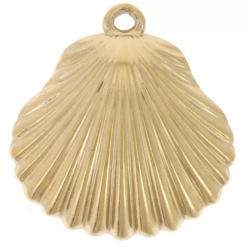 Pendenti a conchiglia 22x21 mm - Acciaio inossidabile 304L Dorato x2