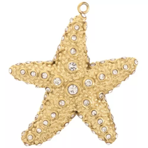Pendente a forma di stella marina 33x30 mm con strass - Acciaio inossidabile 304L Dorato x1