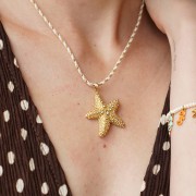 Pendente a forma di stella marina 33x30 mm con strass - Acciaio inossidabile 304L Dorato x1