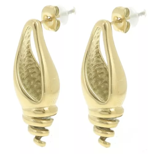 Orecchini a conchiglia scavata 31x11 mm - Acciaio inossidabile 304L Dorato x2