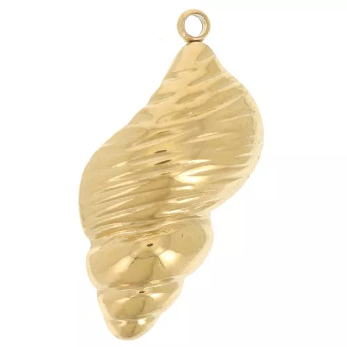 Pendente a forma di conchiglia 24x12 mm - Acciaio inossidabile 304L Dorato x1