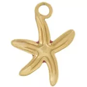 Ciondolo a forma di stella marina 17x14 mm con resina epossidica - Acciaio inossidabile 304L Dorato - Rosso x1