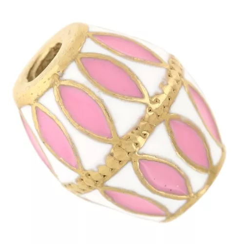 Perla diamantata 13,5x11 mm Resina epossidica - Acciaio inox 304L Dorato Bianco Rosa x1