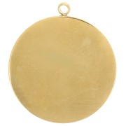 Pendente rotondo a forma di palma da 20 mm con resina epossidica - Acciaio inossidabile 304L Dorato - Blu