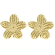 Clip per orecchie a fiore 26 mm con anello aperto - Acciaio inossidabile 304L Dorato x2