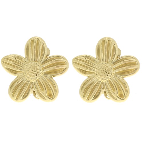 Clip per orecchie a fiore 26 mm con anello aperto - Acciaio inossidabile 304L Dorato x2