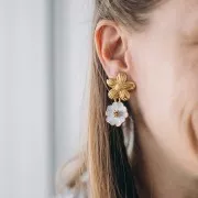 Orecchini a clip a forma di fiore da 26 mm con anello aperto - Acciaio inossidabile 304 Dorato x2
