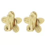 Clip per orecchie a fiore 26 mm con anello aperto - Acciaio inossidabile 304L Dorato x2