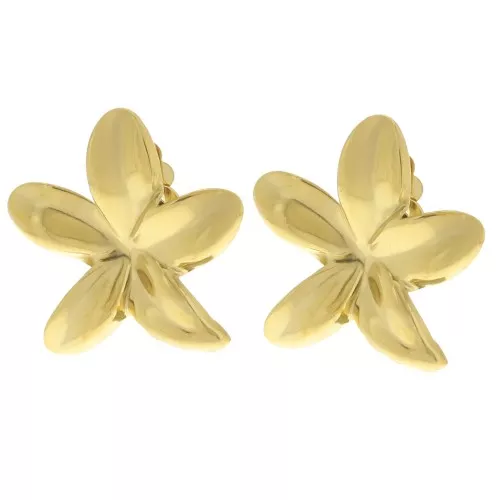 Clip per orecchie a fiore Tiare 38 mm - Acciaio inossidabile 304L Dorato x2