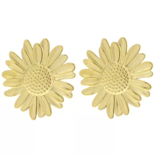 Clip per orecchie con fiore a margherita 44 mm - Acciaio inossidabile 304L Dorato x2