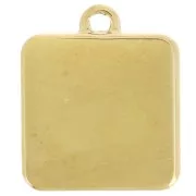 Ciondolo quadrato a forma di palma 14x12 mm in resina epossidica 304L in acciaio inossidabile Azzurro Dorato