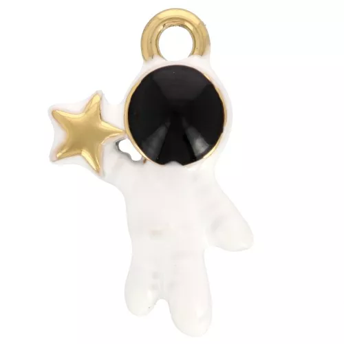 Ciondolo astronauta 25x16 mm Resina epossidica Acciaio inossidabile 304L Dorato bianco x1